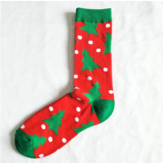 Ponožky s Vianočným motívom červené - Stromček